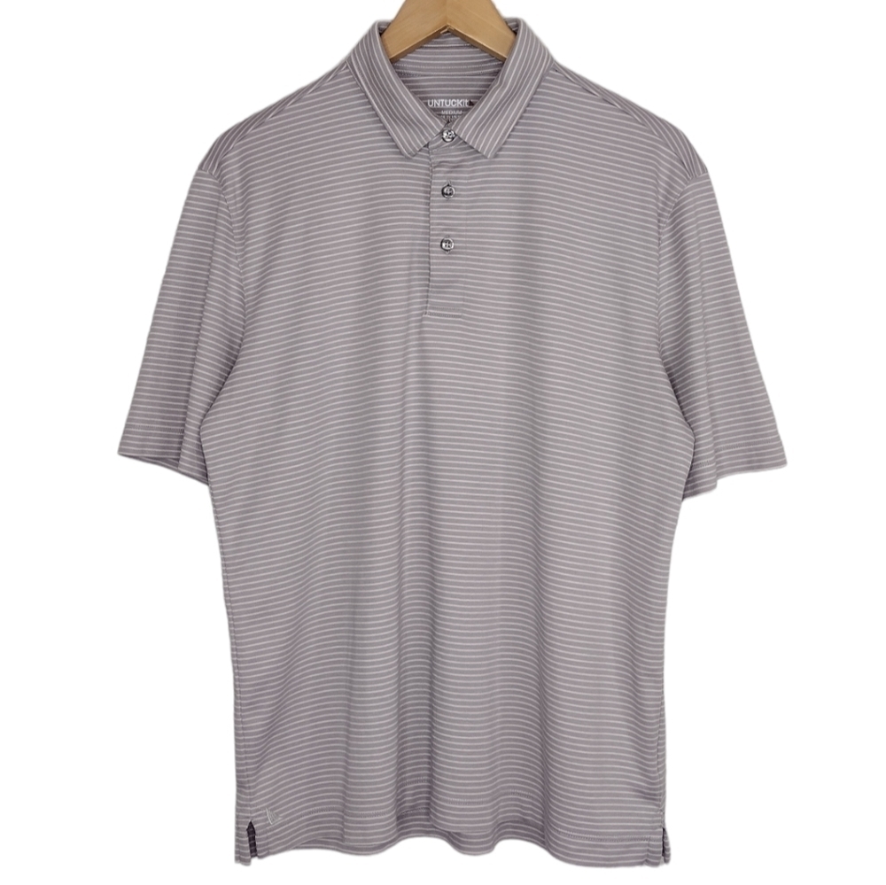Untuckit Axios Men's Striped Short Sleeve Active Athletic Golf Polo Shirt Size M